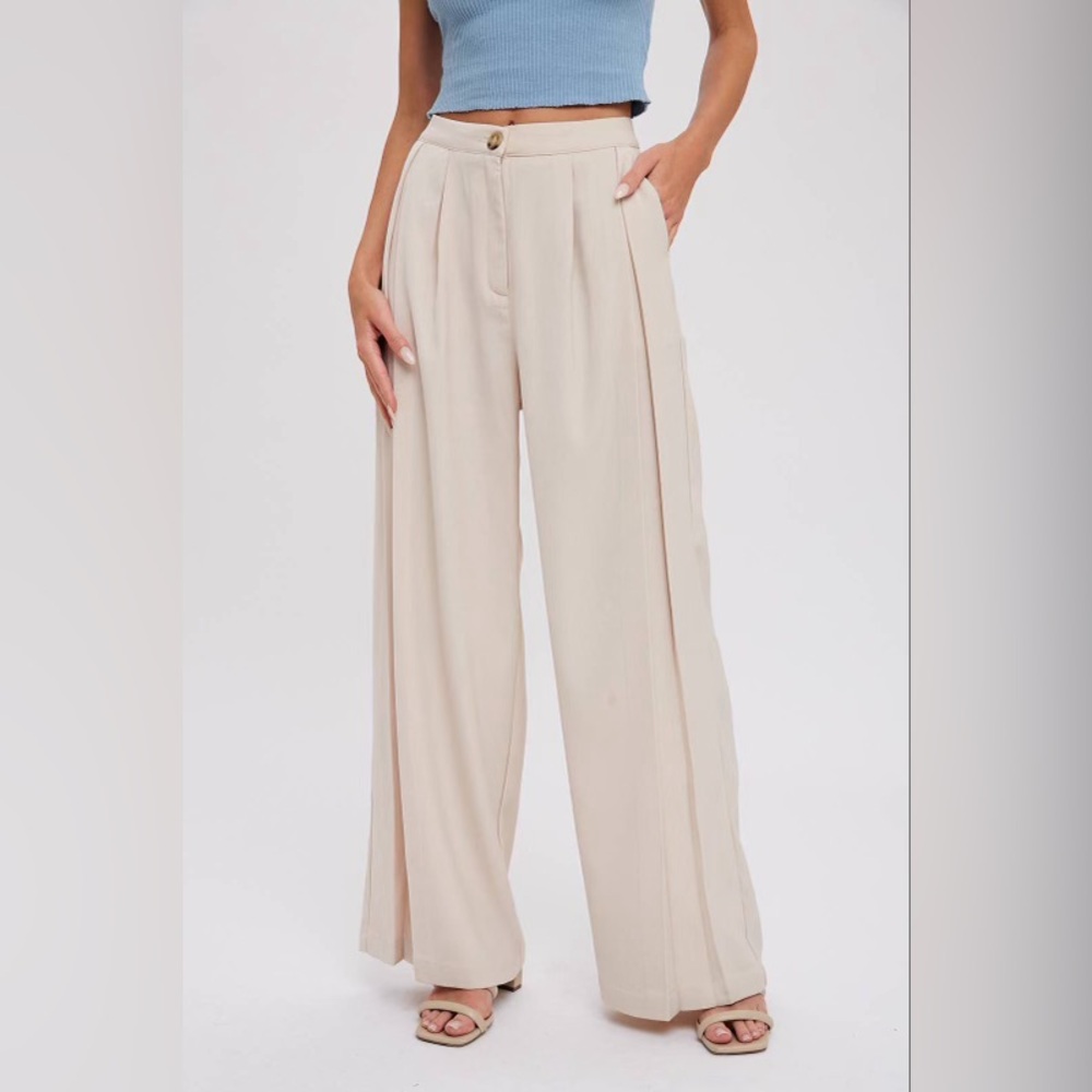 Wide Leg Pants - Cream